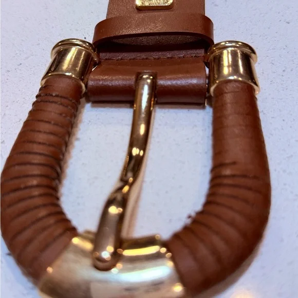 ANTONIO MELANI Brown and Gold Leather “Thick” Belt - Picture 11 of 14